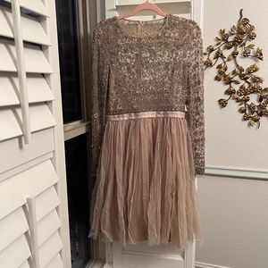 Needle & Thread - Sequins Blush Tulle Andromeda Midi Dress - Size 8